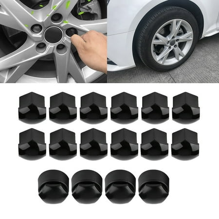 Wheel Nut Rim Cover,20pcs 17mm Nut Car Wheel Auto Hub Screw Protection Anti-theft Cover Cap Black